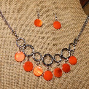 <3        $6 - $12          Dyed Orange Shell Necklace & Earring Set  <3